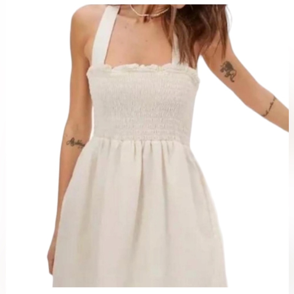 American Eagle Smocked Mini Dress (ivory)